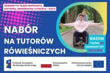 Grafika przedstawia zestawienie logotypu Funduszy Europejskich dla Rozwoju Społecznego oraz flag Rzeczpospolitej Polskiej i Unii Europejskiej. Zostań tutorem osoby ze specjalnymi potrzebami w roku akademickim 2025/2026.